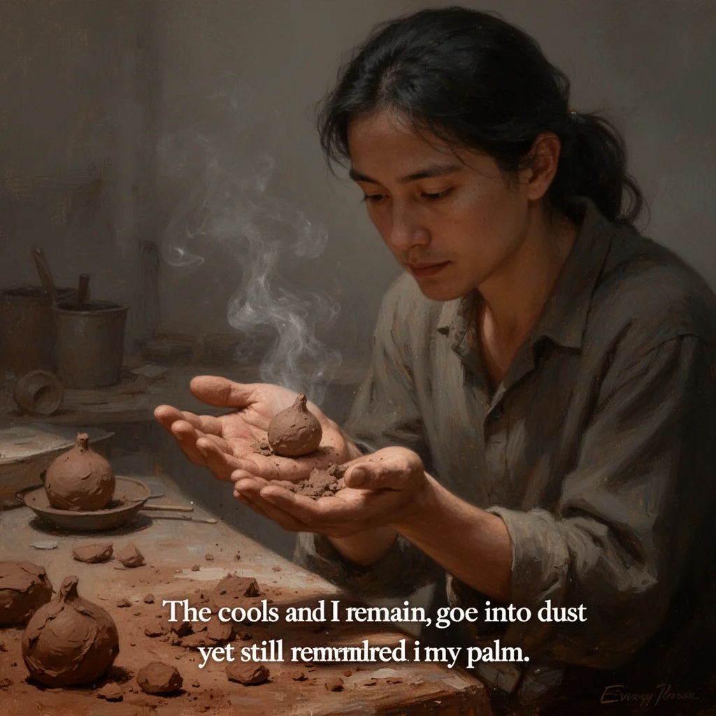 GID holding clay in a quiet Sunday Moment scene