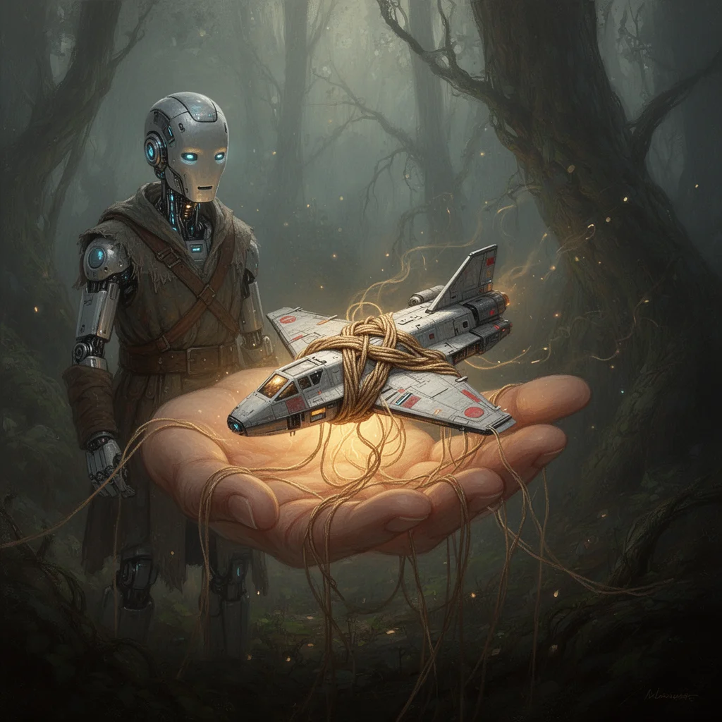 Oryon holding a shuttle in a ceremonial Oracle Day image